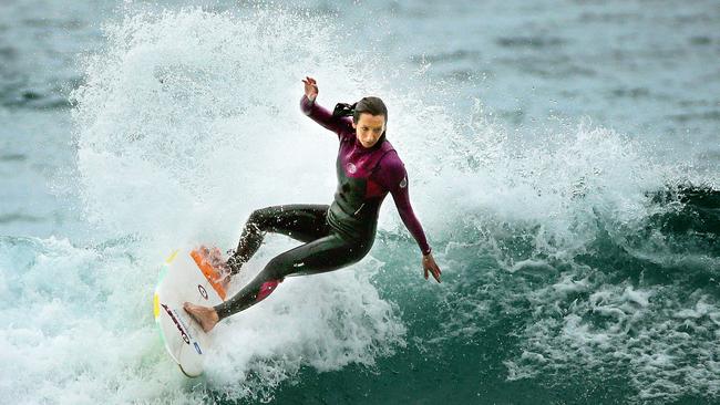 Surfing legend Layne Beachley, at Freshwater Beach. Picture: Troy Snook