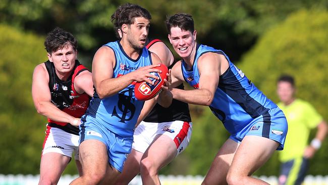 Sturt’s James Battersby will be among the guns to watch during The Advertiser’s live stream of the Double Blues’ clash with West Adelaide. Picture: Dean Martin