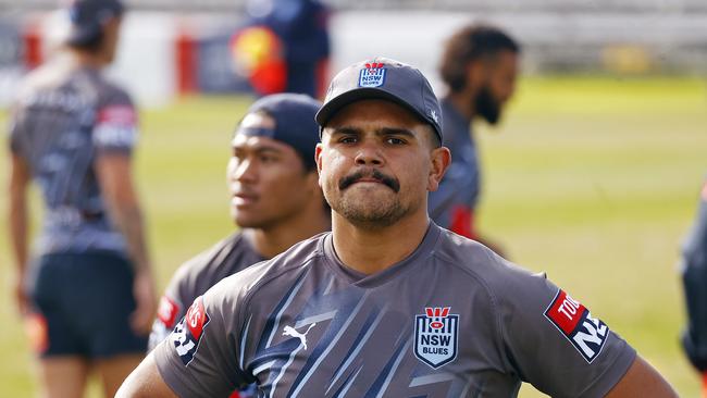 DAILY  TELEGRAPH - 25/5/23MUST NOT PUBLISH BEFORE CLEARING WITH PIC EDITOR - NSW Blues State of Origin players pictured at training this morning in Coogee. Latrell Mitchell pictured. Picture: Sam Ruttyn