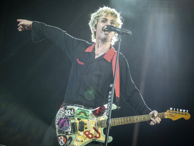 Billie Joe Armstrong’s rant was met with cheers from the crowd of more than 60,000 people. Picture: Jake Nowakowski