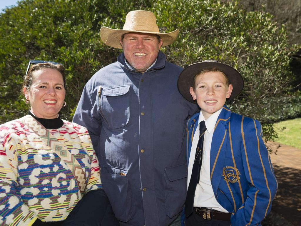 At Grammar Downlands Day are (from left) Olivia, James and Christian Moore at Toowoomba Grammar School, Saturday, August 19, 2023. Picture: Kevin Farmer