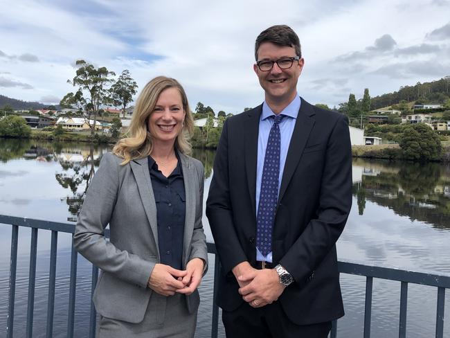 Rebecca White with Dr Bastian Seidel. Dr Bastian Seidel is announced as the Legislative Council candidate for Labor.