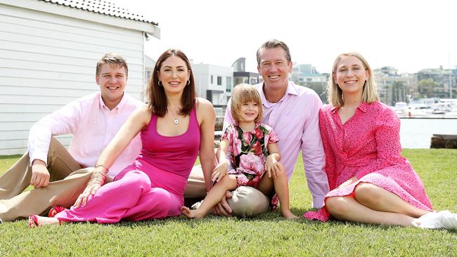 Glenn McGrath with wife Sara and kids James, Holly and Maddison. Picture: Tim Hunter.