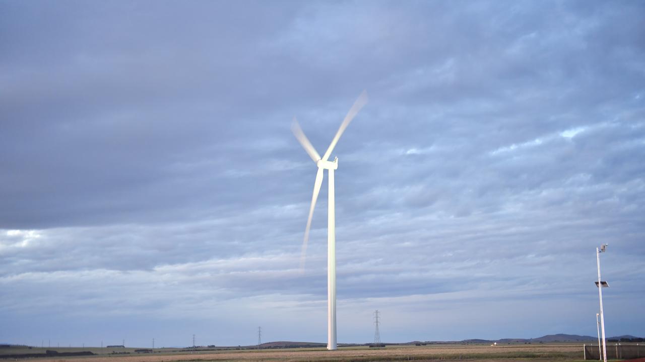 A wind turbine outside of Jamestown, South Australia. Picture Morgan Sette