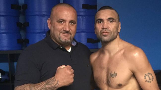 Former high-profile bikie boss Mohamad “Mick” Hijazi (pictured with boxer Anthony Mundine) was stabbed and bashed inside prison earlier this month. Picture: Facebook