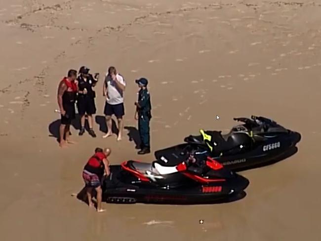 The scene of yesterday’s tragedy at South Stradbroke Island. Picture: 7 News