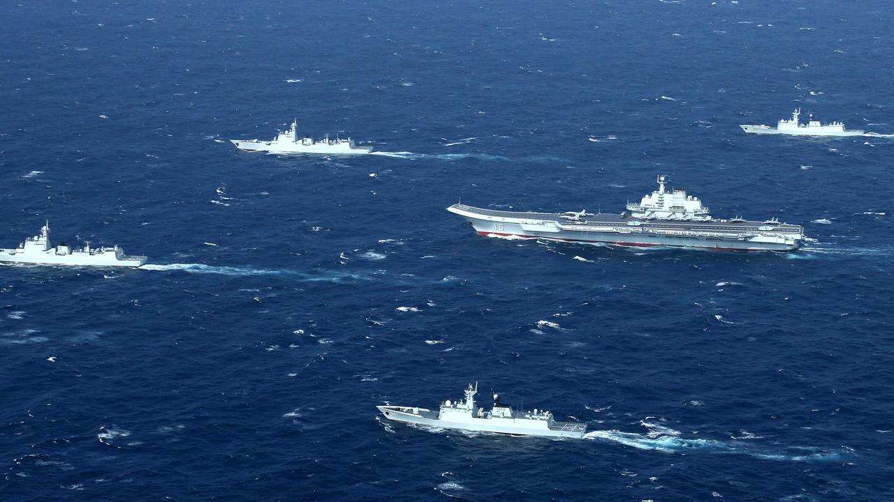 An aerial photo from January 2017 showing Chinese military drills in the South China Sea. Picture: STR/AFP