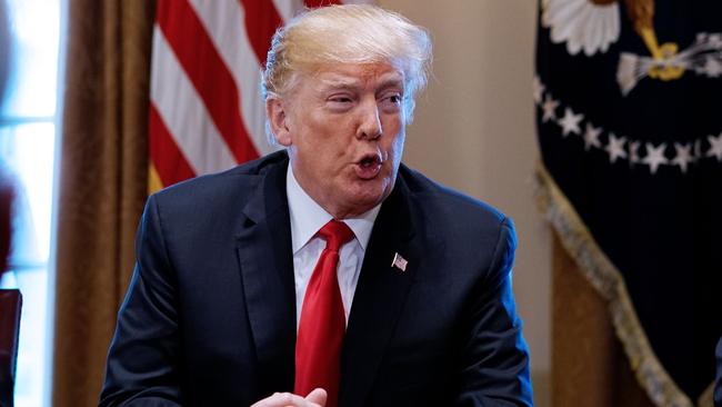 Donald Trump speaks on steel and aluminium tariffs at the White House. Picture: AFP.