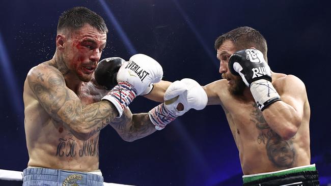 George Kambosos (L) took an absolute beating from Vasiliy Lomachenko in May 2024. Picture: Hector De La Cruz