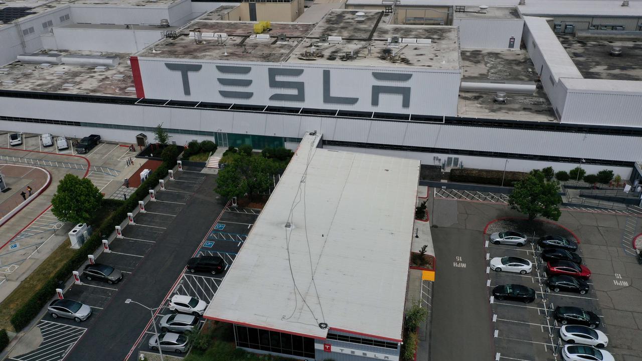 Tesla’s Fremont factory sits near the border of another county. Picture: Justin Sullivan/Getty Images/AFP