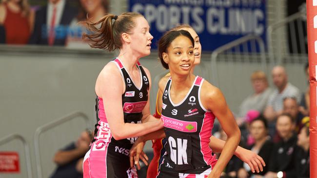 Thunderbirds star Shamera Sterling in action against the Southern Force at Priceline Stadium in February. Picture: Matt Loxton