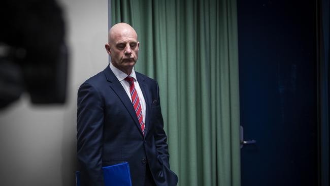 Premier Peter Gutwein at a coronavirus press conference on the 19th August 2020. Picture: LUKE BOWDEN