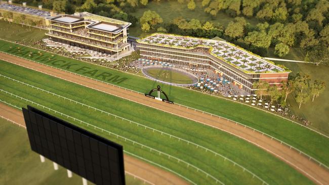 A first look at the $800m Warwick Farm Racecourse transformation, which will go ahead if Rosehill Gardens is sold to make way for housing. Picture: Supplied