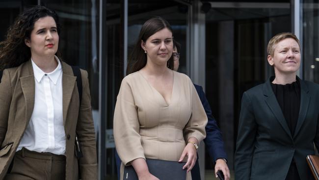 Brittany Higgins outside the ACT Magistrates Court. Picture: Getty Images