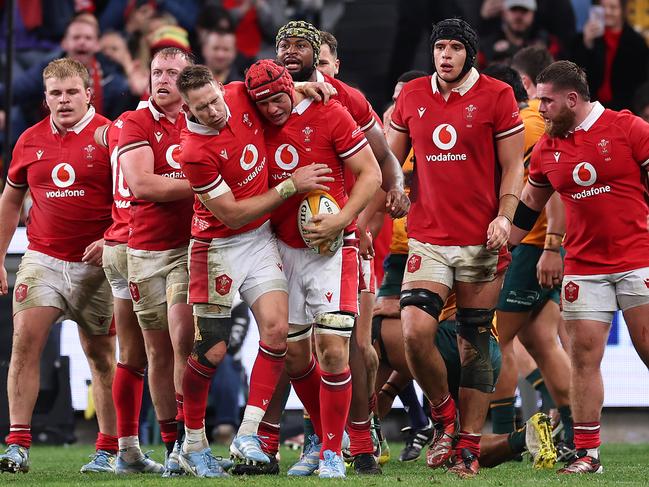 Wales were adamant James Botham scored a crucial try in a tight Test against the Wallabies. Picture: Cameron Spencer/Getty Images