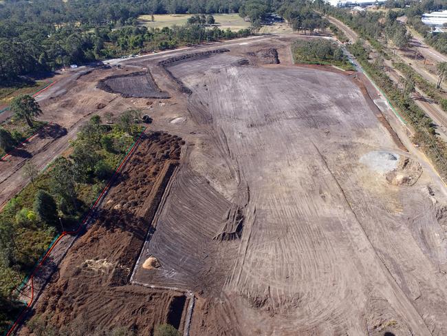 Land after construction started on the rail maintenance facility.