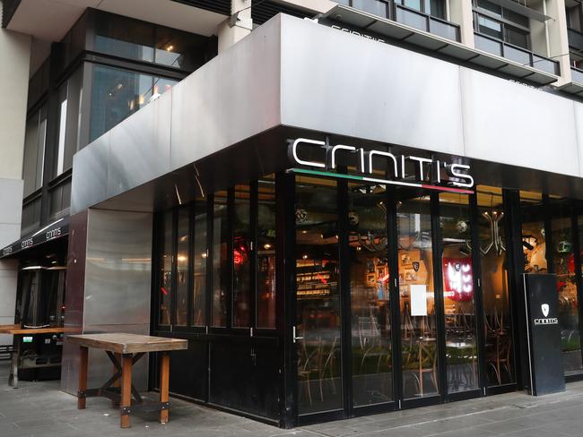 New COVID-19 exposure sites are popping up across Melbourne. Crinitis Restaurant in Southbank. Thursday, May 27, 2021. Picture: David Crosling