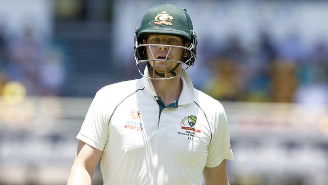 Steve Smith walks off the Gabba. Picture: AP/Tertius Pickard