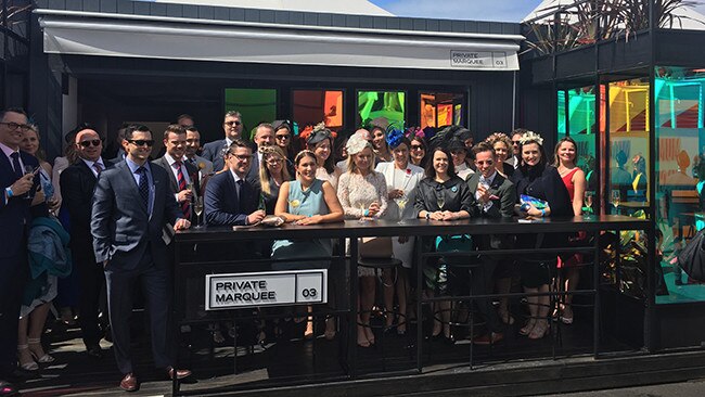 Guests at The Birdcage enjoy the Melbourne Cup festivities.