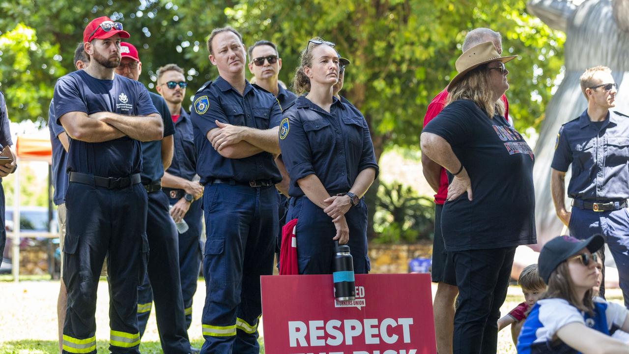 Correction officers, teachers, nurses and firefighters took protective action on September 1 at Parliament House in Darwin.