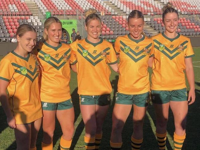 Illawarra representatives in the 2023 Australian U18s Schoolgirls squad: (L-R) Caley Tallon-Henniker, Evie McGrath, Kasey Reh, Indie Bostock, Charlotte Basham