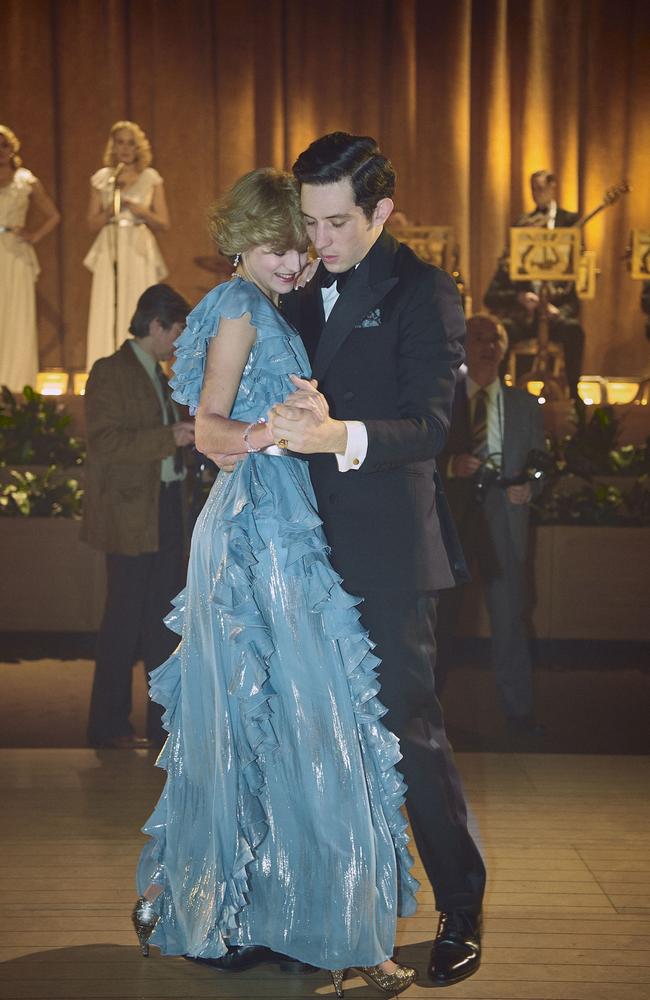 Emmy nominee Emma Corrin as Princess Diana with Josh O’Connor as Prince Charles in a scene from Netflix’s The Crown. Picture: Netflix