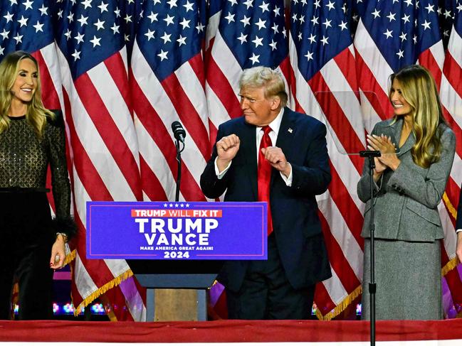 Donald Trump celebrates his election victory. Picture: AFP