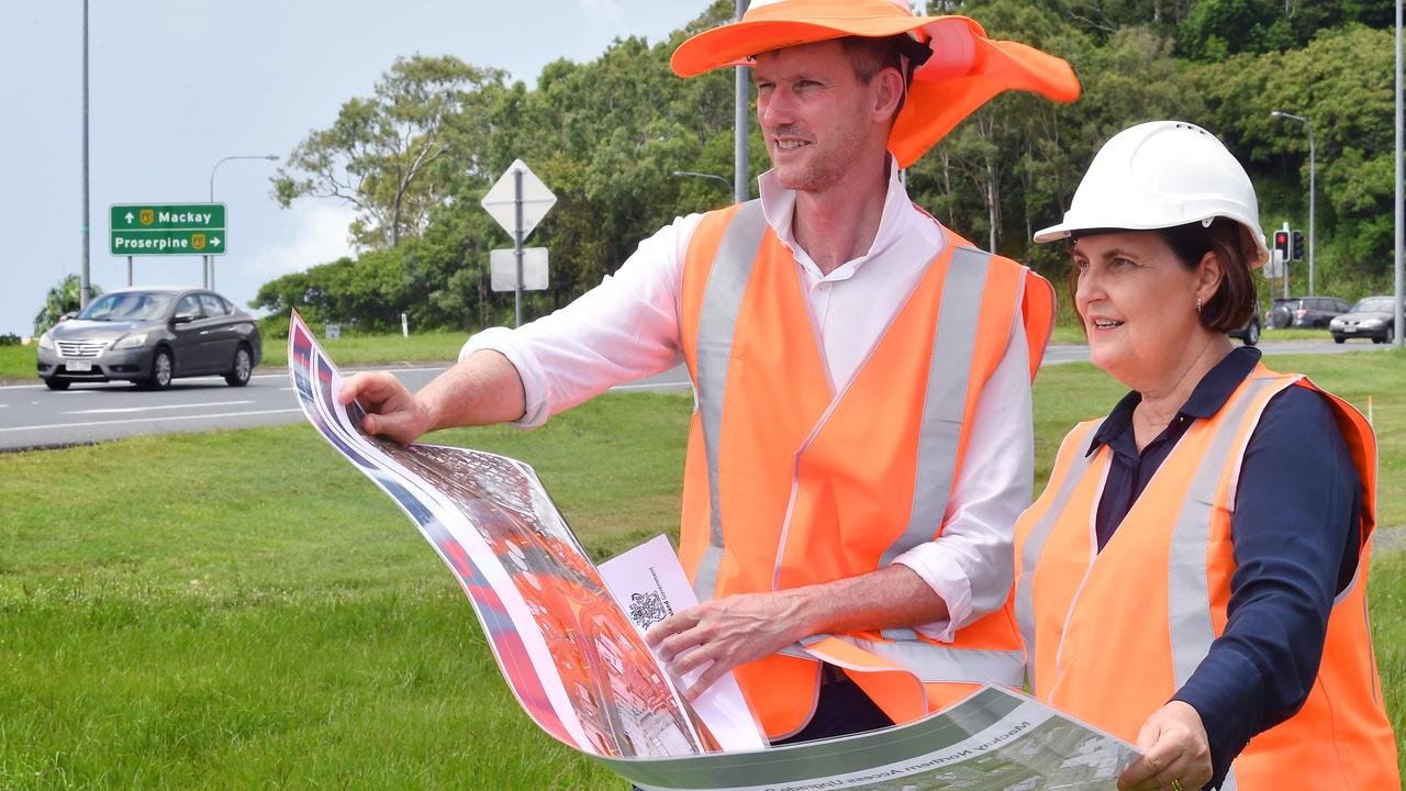 Transport and Main Roads Minister Mark Bailey and Mackay MP Juileanne Gilbert at the site of the Northern access for the Mackay Ring Road. Picture: Tony Martin