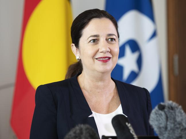 Premier Annastacia Palaszczuk addresses media at a press conference at 1 William St, Brisbane City, Brisbane, 29th of January 2021. (News Corp/Attila Csaszar)