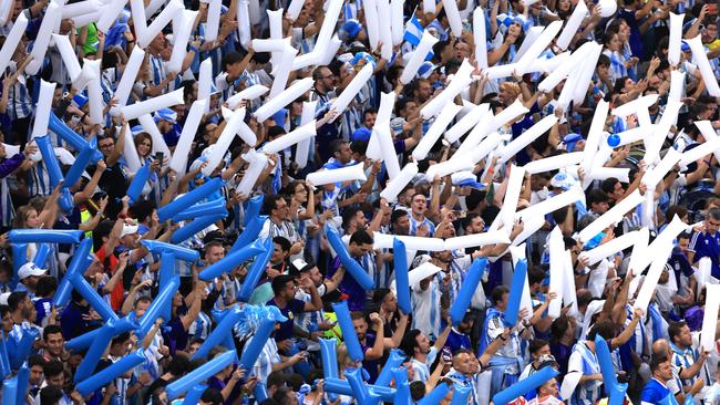 Argentina fans show their support prior to the FIFA World Cup Qatar 2022 Final match between Argentina and France.