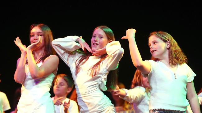 Anglesea Primary School students performing at the Geelong Schools Music and Movement Festival. Picture: Alison Wynd