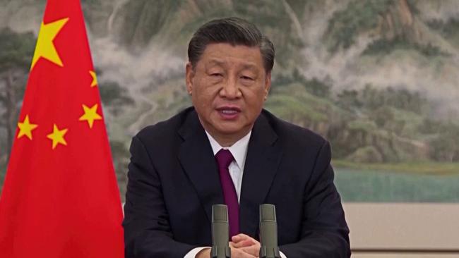 Chinese President Xi Jinping delivering a keynote speech at the opening ceremony of the Boao Forum for Asia via video link. Picture: Getty