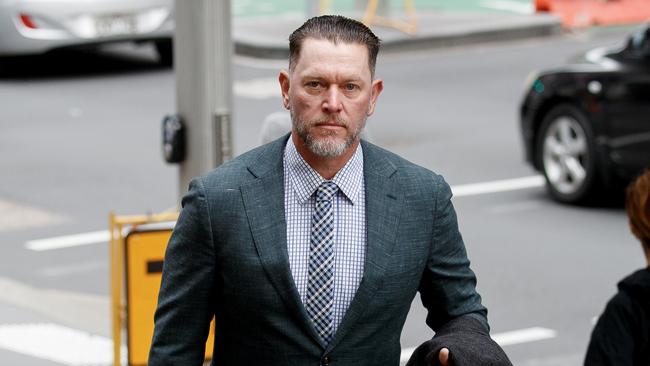Oliver Schulz arrives at the Downing Centre in Sydney during the committal hearing for the charge of war crimes-murder. Picture: Nikki Short