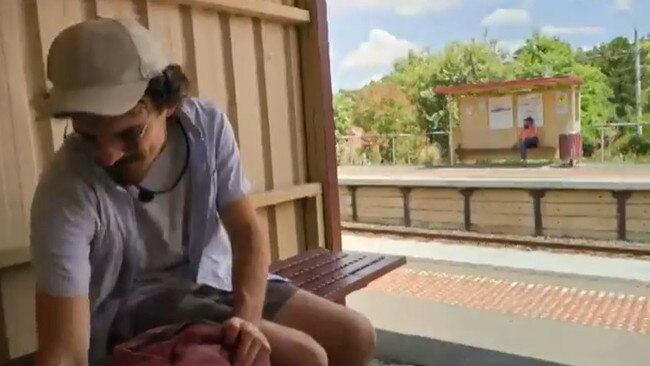 As Callum and Ben plot their next move, the one other person at this train station is tradie Matt (right).