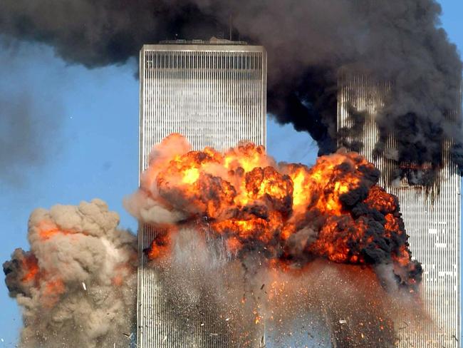 NEW YORK - SEPTEMBER 11:  Hijacked United Airlines Flight 175 from Boston crashes into the south tower of the World Trade Center and explodes at 9:03 a.m. on September 11, 2001 in New York City.  The crash of two airliners hijacked by terrorists loyal to al Qaeda leader Osama bin Laden and subsequent collapse of the twin towers killed some 2,800 people. (Photo by Spencer Platt/Getty Images)