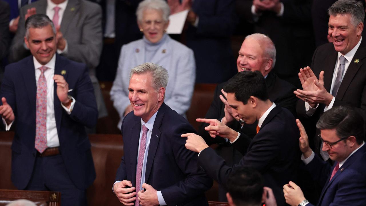 ‘We’ll come back tonight, and I believe at that time, we’ll have the votes to finish this once and for all,’ McCarthy told reporters before the members reconvened. Picture: Win McNamee/Getty Images/AFP