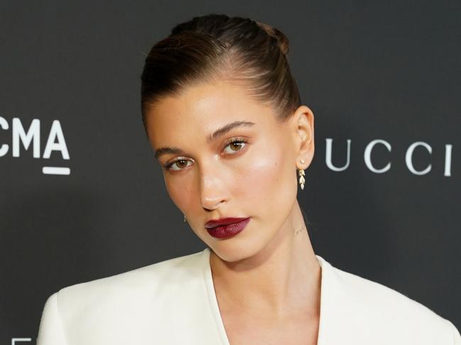 LOS ANGELES, CALIFORNIA - NOVEMBER 06: Hailey Bieber attends the 10th Annual LACMA ART+FILM GALA honoring Amy Sherald, Kehinde Wiley, and Steven Spielberg presented by Gucci at Los Angeles County Museum of Art on November 06, 2021 in Los Angeles, California. (Photo by Presley Ann/Getty Images for LACMA)