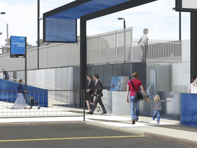 An artist impression of Southland train station.