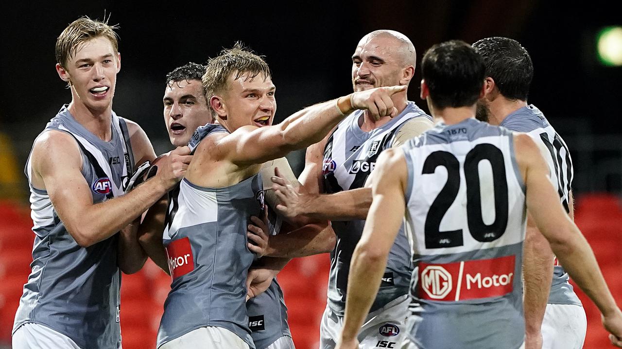 Ollie Wines and the Power were too good for the Fremantle Dockers. Picture: Dave Hunt