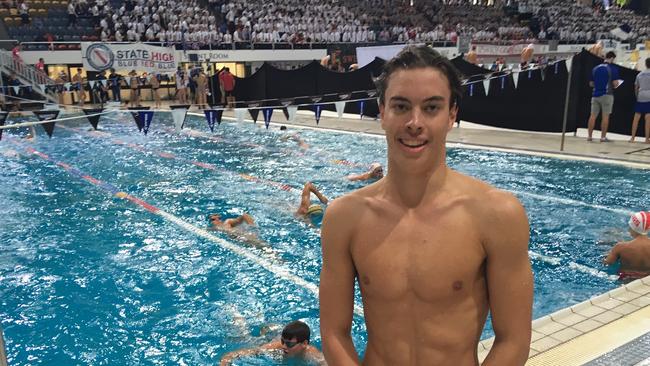 Brisbane State High School record breaker Jamie Bayliss at the GPS swimming championship.