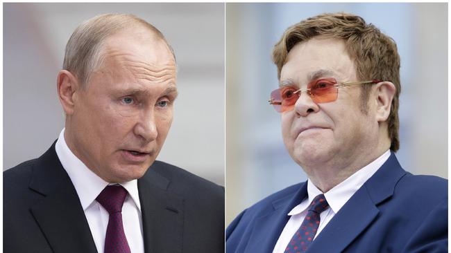 Russian President Vladimir Putin has responded to Elton John’s Instagram post on LGBT rights in Russia. Picture: AP