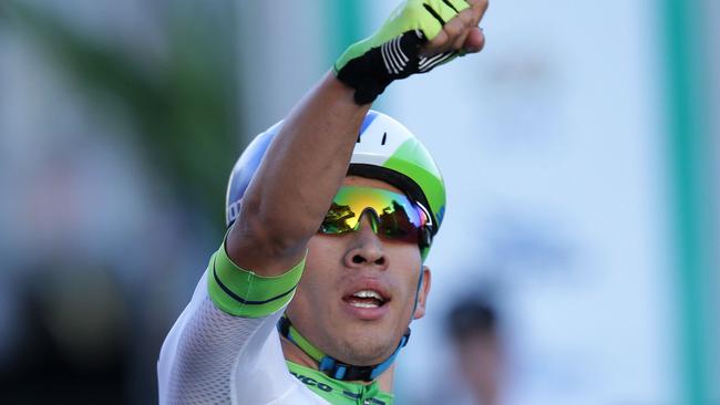 Supplied image obtained Thursday, Jan. 7, 2016 of Caleb Ewan celebrating his criterium win at the 2016 MARS Cycling Australia Road National Championships in Ballarat on Wednesday, Jan. 6. (AAP Image/Cycling Australia) NO ARCHIVING, EDITORIAL USE ONLY