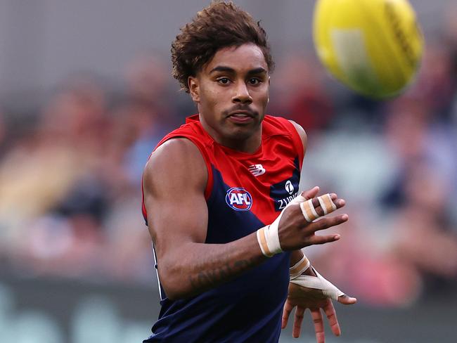 AFL Round 9. 16/05/2021 . Melbourne vs Carlton at the MCG, Melbourne.  Kysaiah Pickett of the Demons   .  Pic: Michael Klein