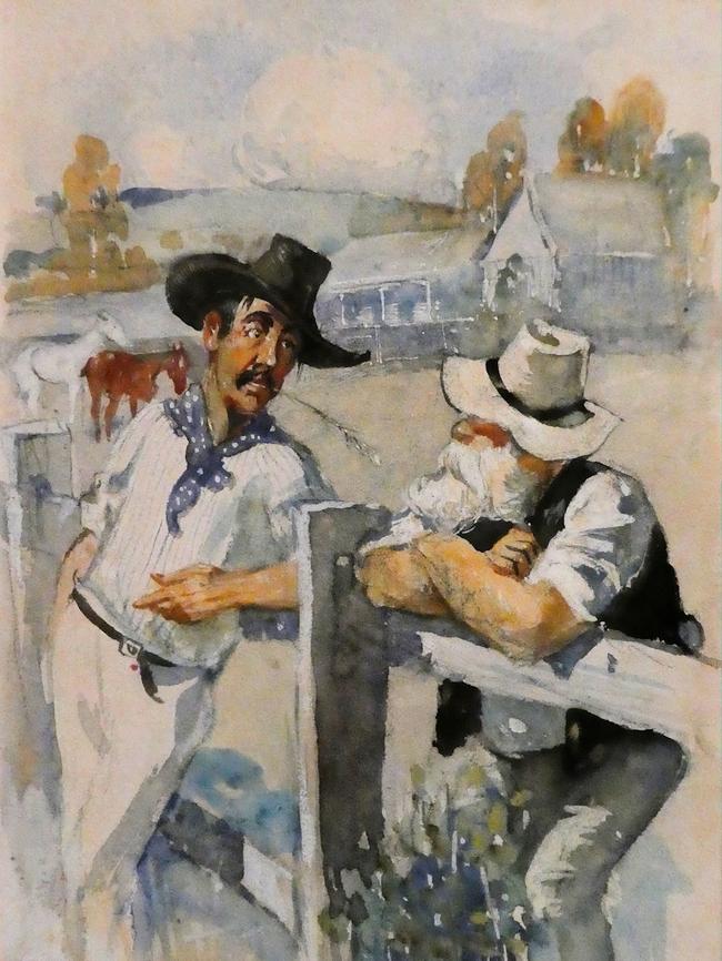 Classic Australian larrikin stories include those of Dad and Dave by Lionel Lindsay at Toowoomba Regional Art Gallery.