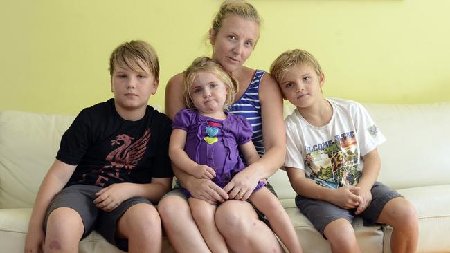 Cromer mum Justene Gordon with her three children Owen, 9, Torah, 2, and Heath, 7, who all contracted whooping cough last year, despite being immunised. Picture: Troy Snook