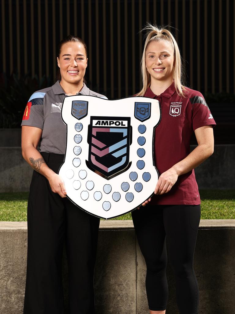 NSW star Isabelle Kelly and Queensland star Tarryn Aiken ahead of the 2023 Women’s State of Origin series.
