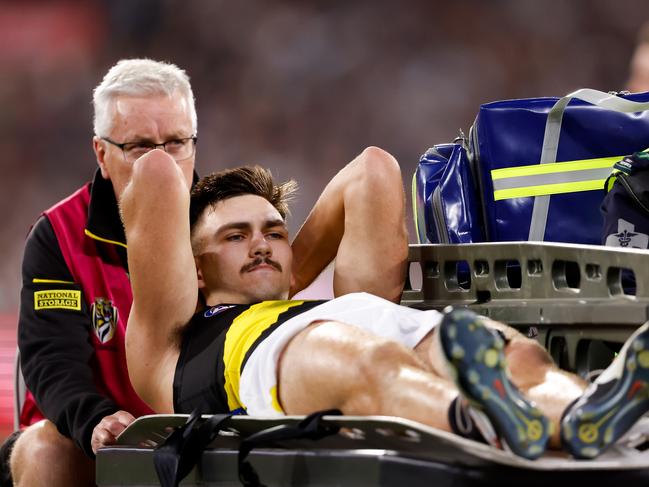 Josh Gibcus was the first of a long line of injuries for the Tigers in 2024. Picture: Dylan Burns/AFL Photos via Getty Images.