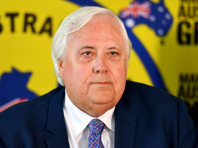 Clive Palmer in Townsville endorsing his Clive Palmer's United Australia Party candidates. Picture: Alix Sweeney