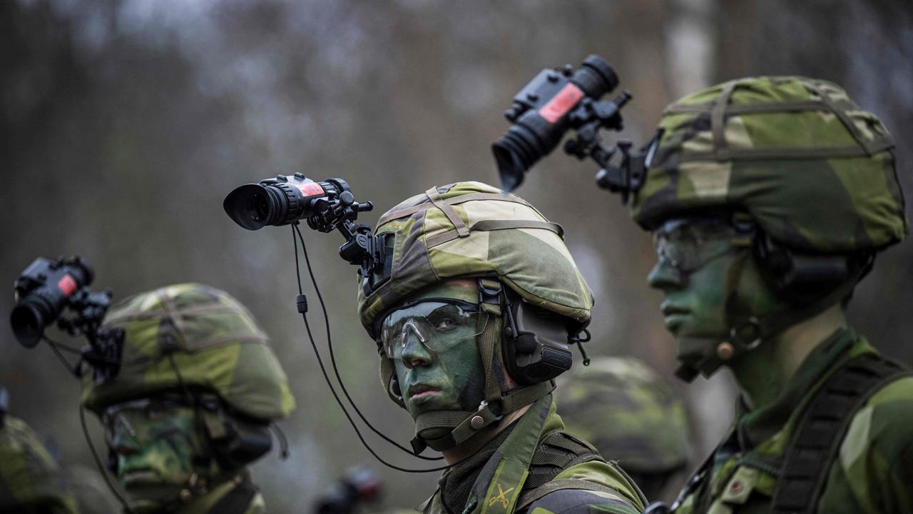 Soldiers from the 13th counter intelligence battalion, 2nd reconnaissance platoon of the Swedish Armed Forces, participate in military exercise in Kungsangen, near Stockholm on February 27, 2024. Picture: Jonathan NACKSTRAND / AFP