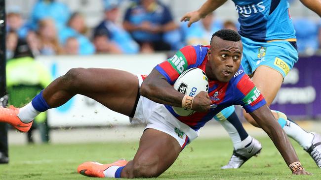 Akuila Uate in action during round 1 of the NRL season between the Gold Coast Titans and the Newcastle Knights at Cbus Super Stadium, Robina. Pics Adam Head